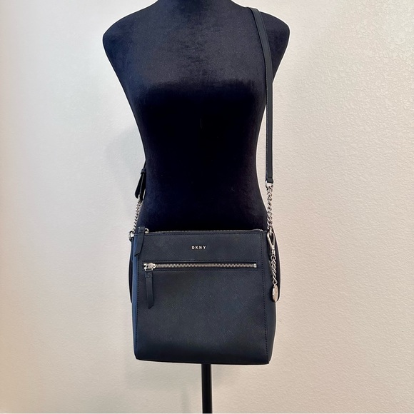 DKNY Bryant Top Zip Black Square Crossbody Bag with Gold Hardware - Picture 1 of 7